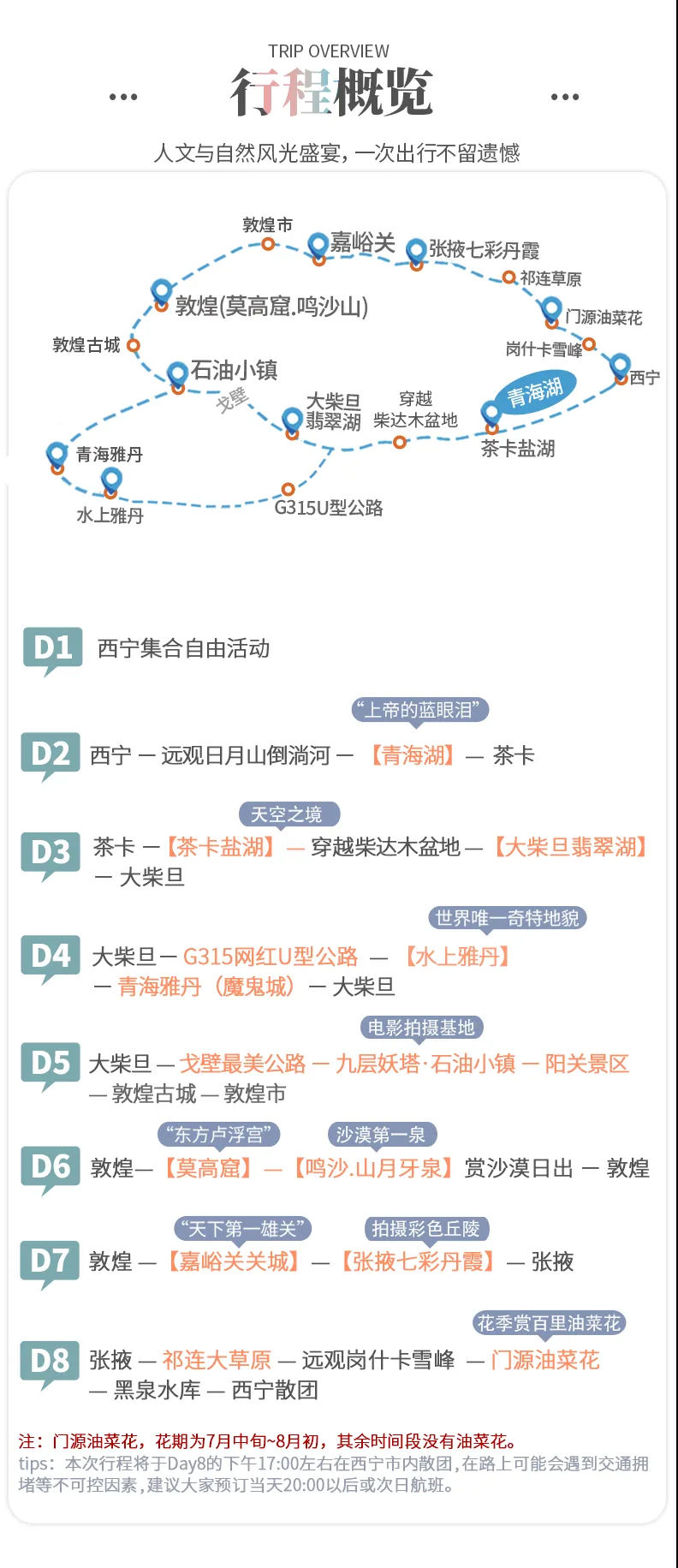 甘青环线8天简要行程1 甘青环线8天简要行程1